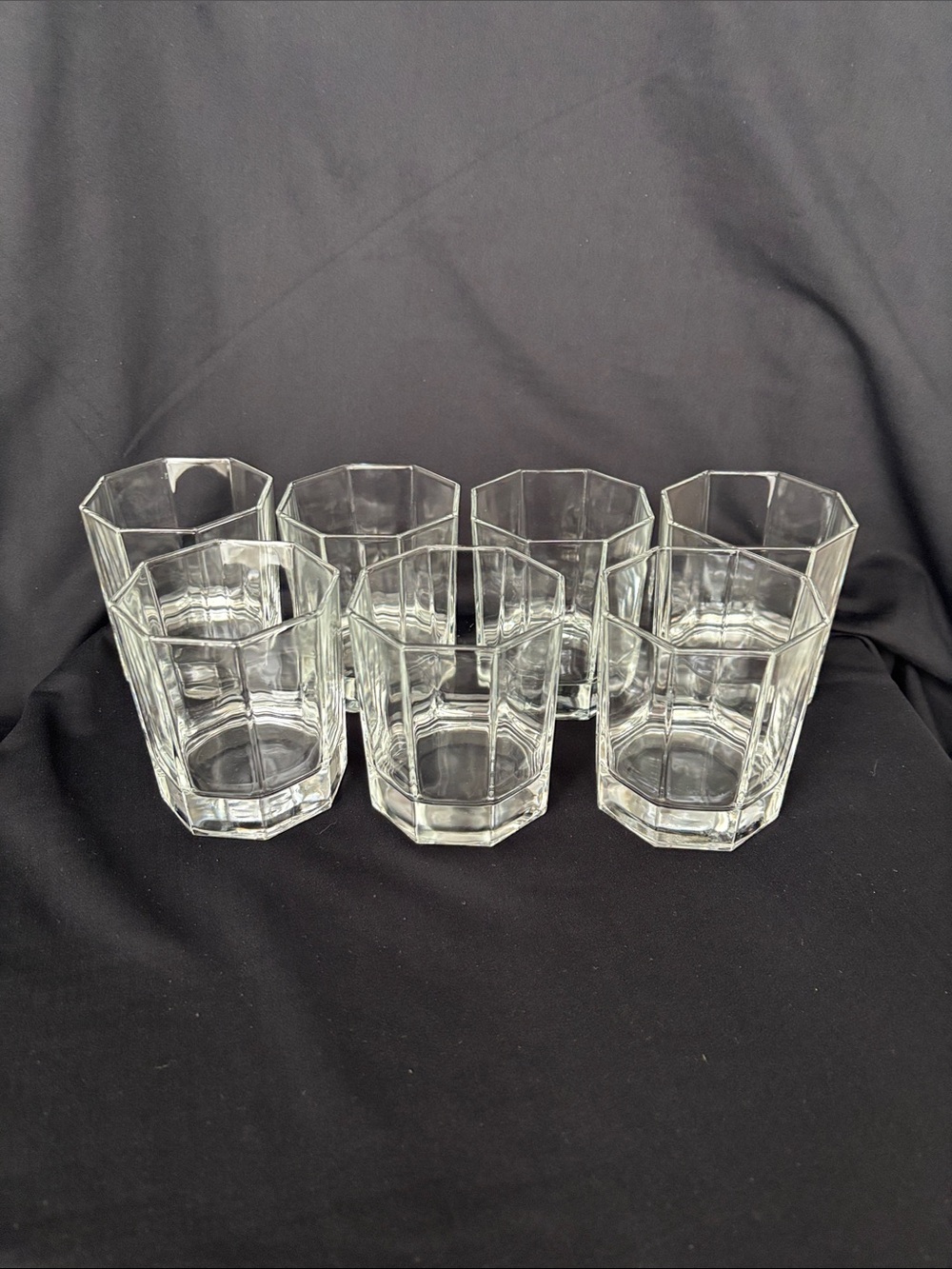 Clear Octagonal Glass Tumbler set of 7